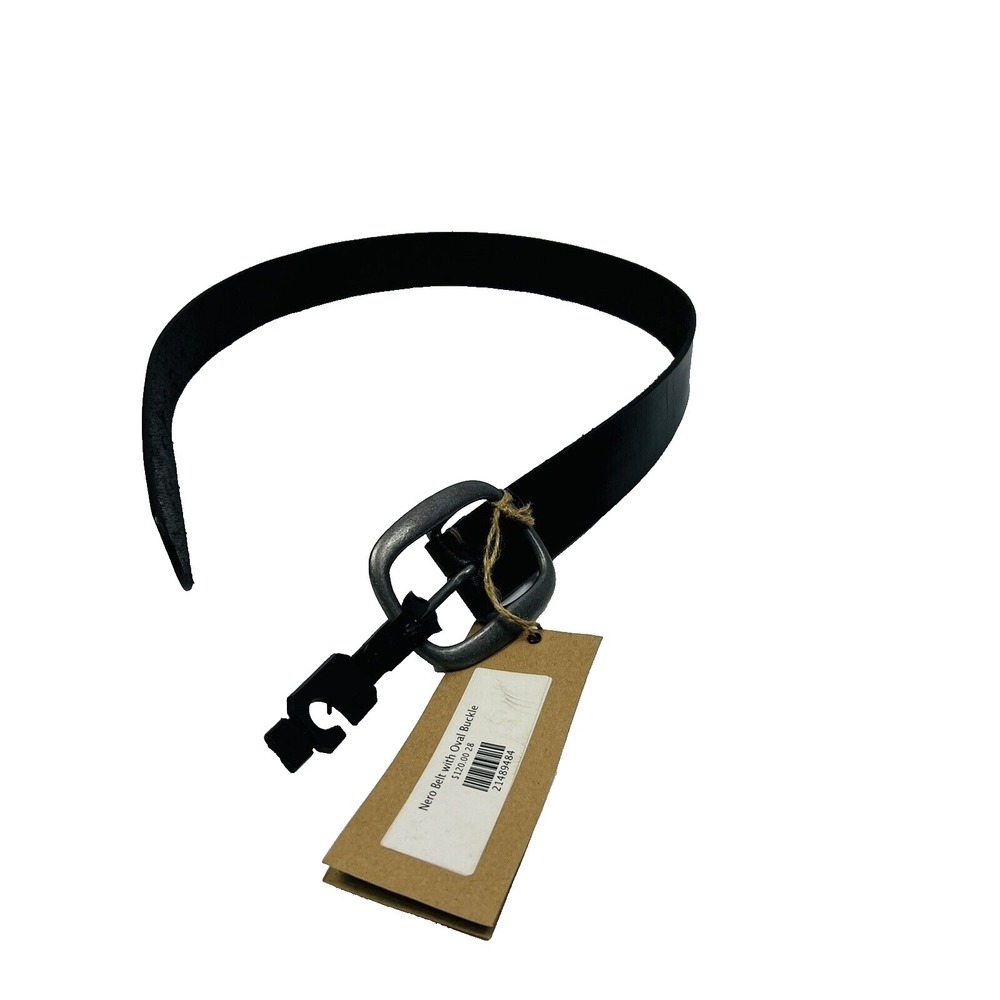 NWT Peter‎ Nappi Black Nero Leather Belt w/ Oval Single Prong Buckle Size 28/70